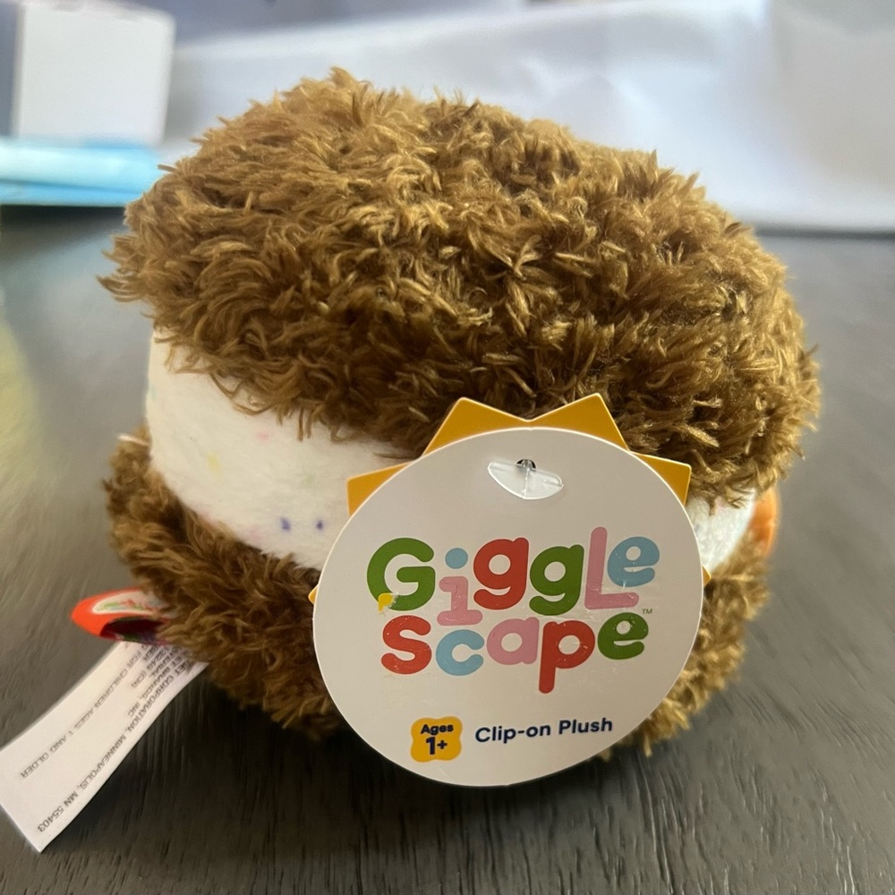 Brown and White Clip-on Plush